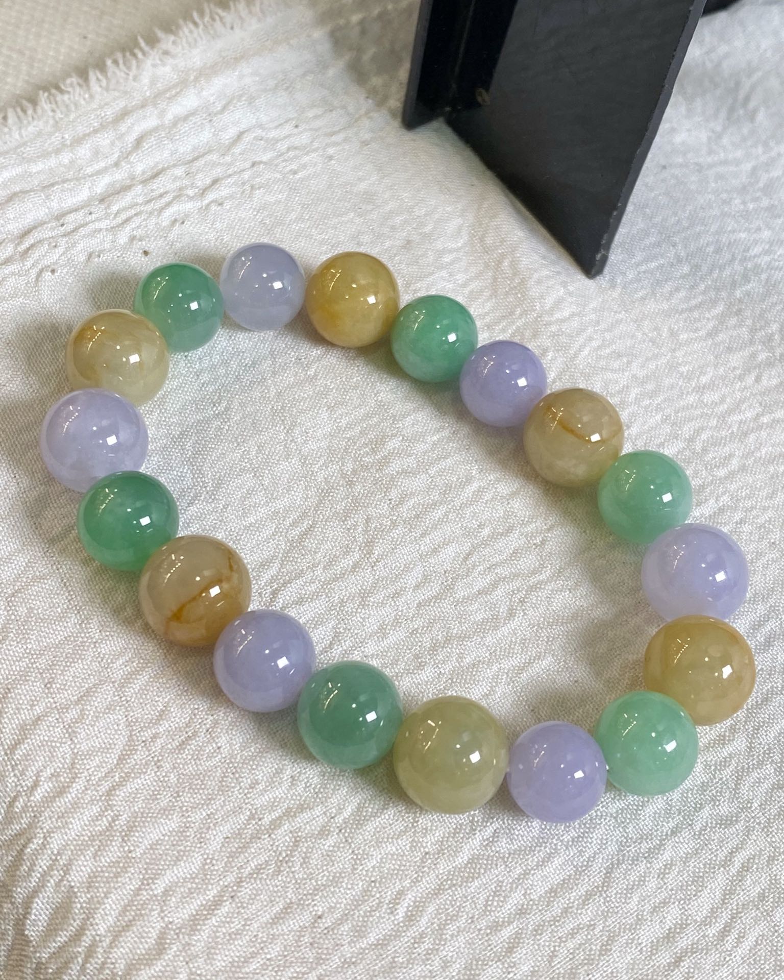 翡翠多宝圆珠手串 种色细腻 尺寸10.6mm-9.8mm