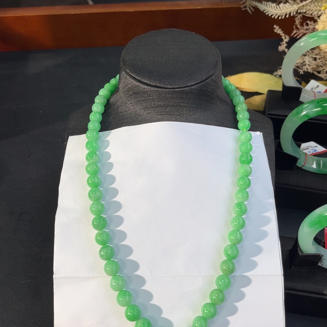 翡翠未镶嵌手镯10mm珠链