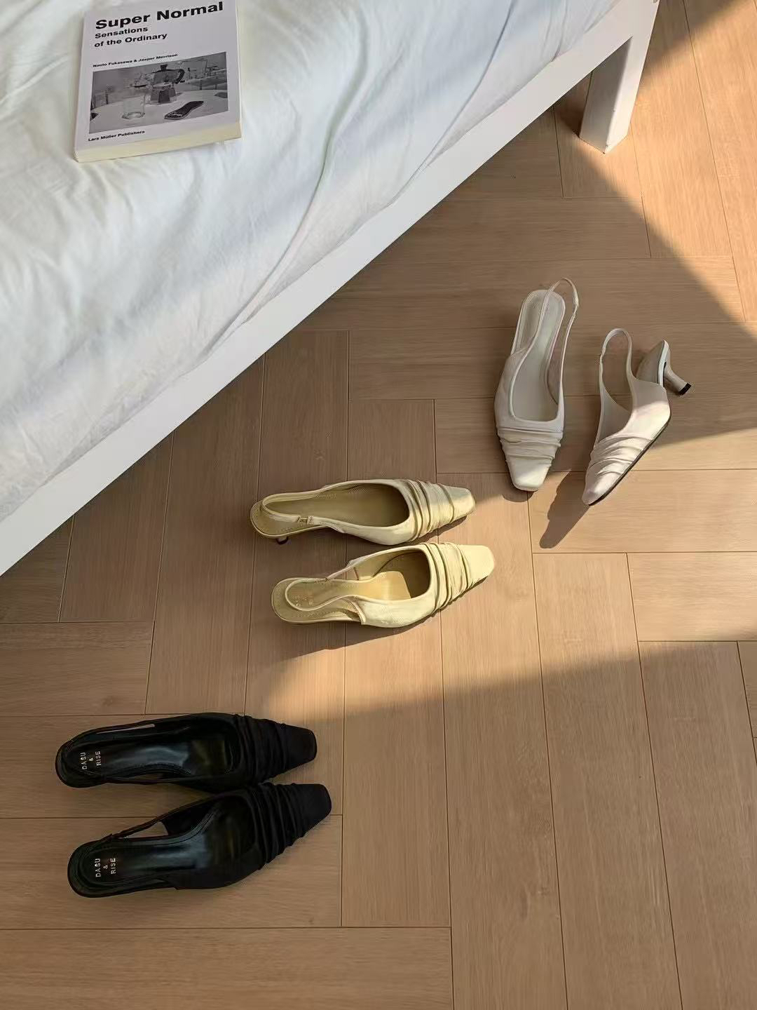 高跟包头包头凉鞋纯色时装凉鞋时尚粗跟春季尖头气质