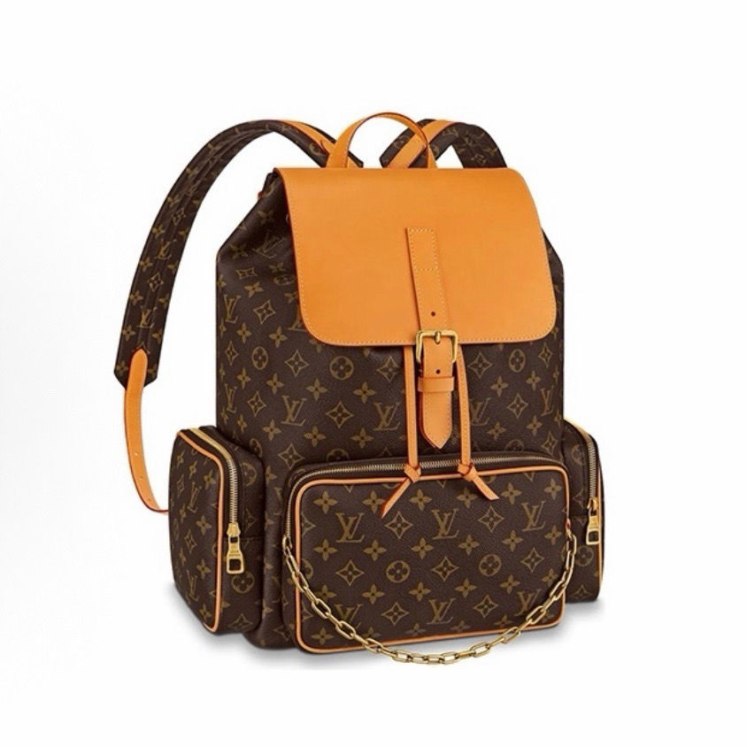 99新 LouisVuitton/路易威登 Trio经典老花金色链条双肩包 G143