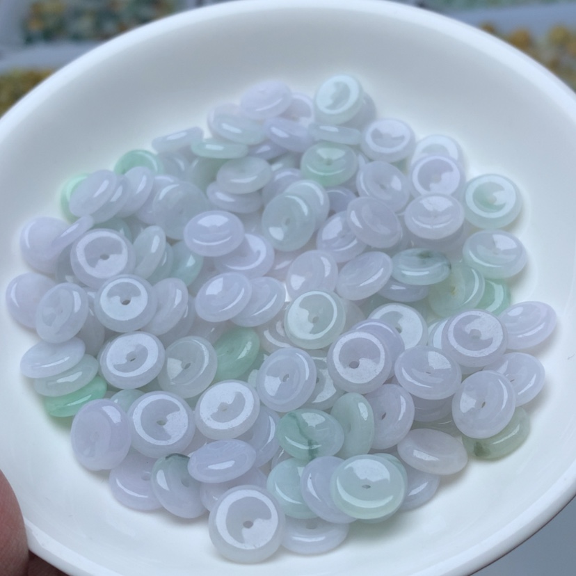 【闪购商品】翡翠手链未镶嵌卡9紫绿平安扣30个