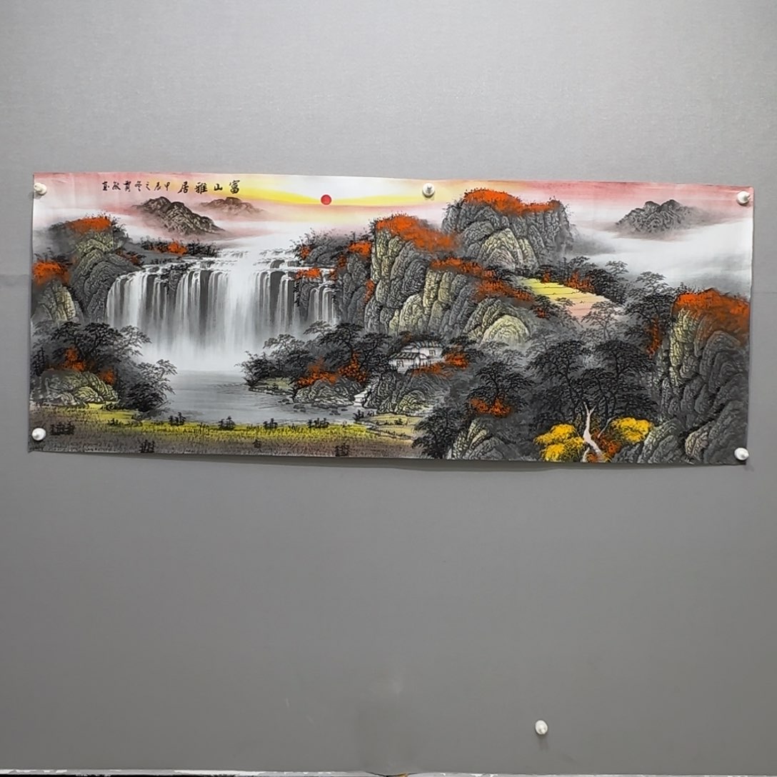 国画横幅六尺精品山水贾敏