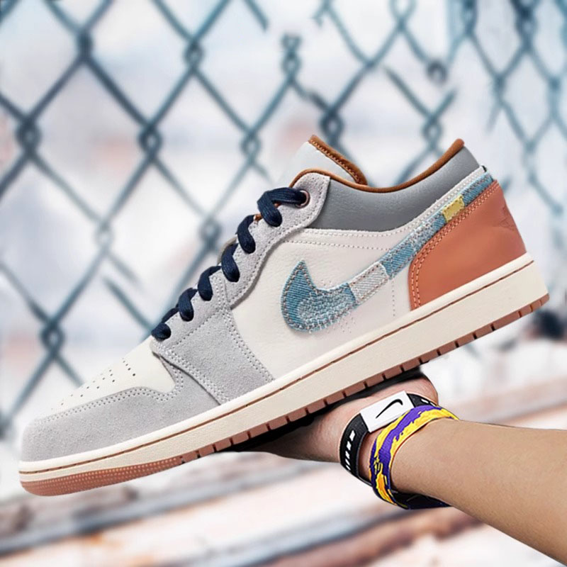 Nike耐克Air Jordan 1 Low AJ1白蓝橙丹宁男复古篮球鞋FZ5046-041