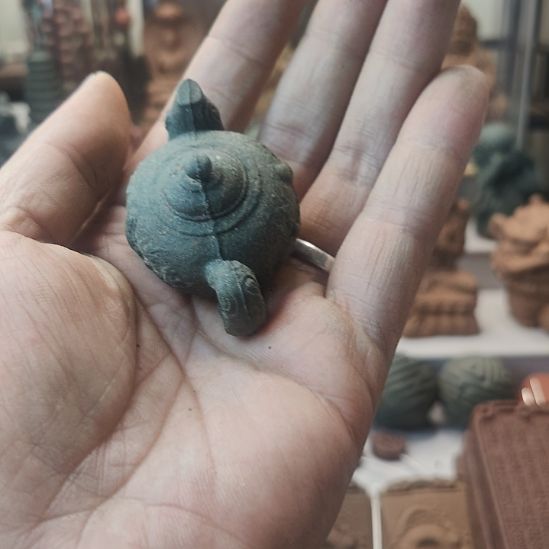 泥塑蓝药师香方把把壶瑕疵款福利价