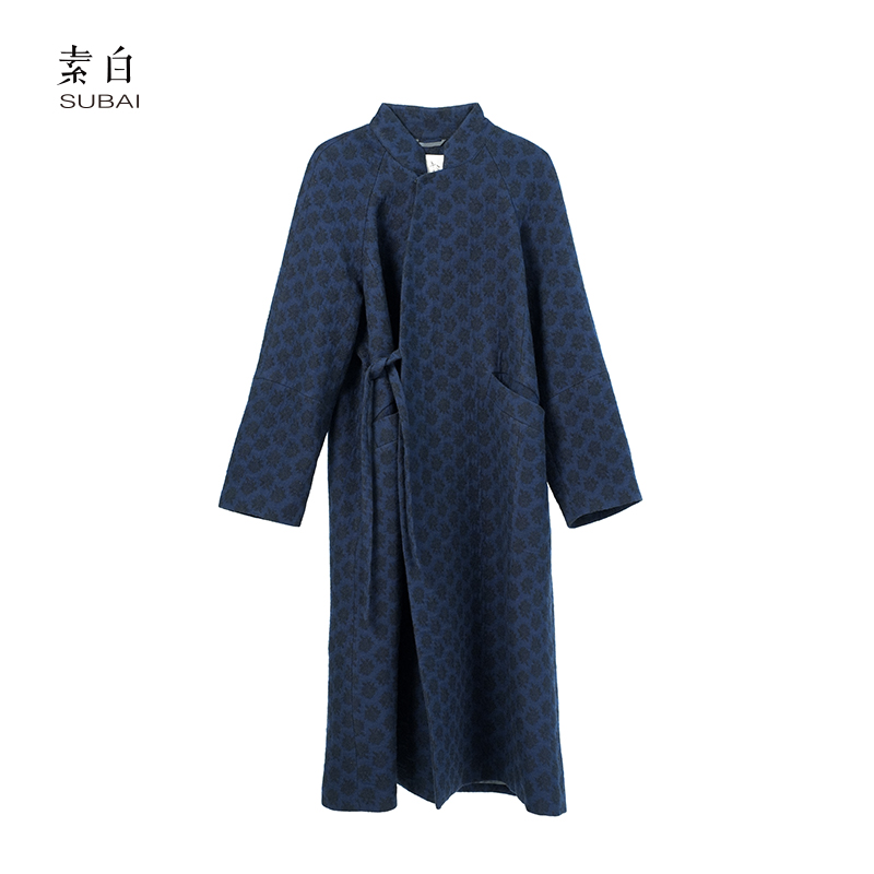 素白【蓝调】P01927复古文艺提花宽松显气质设计外套