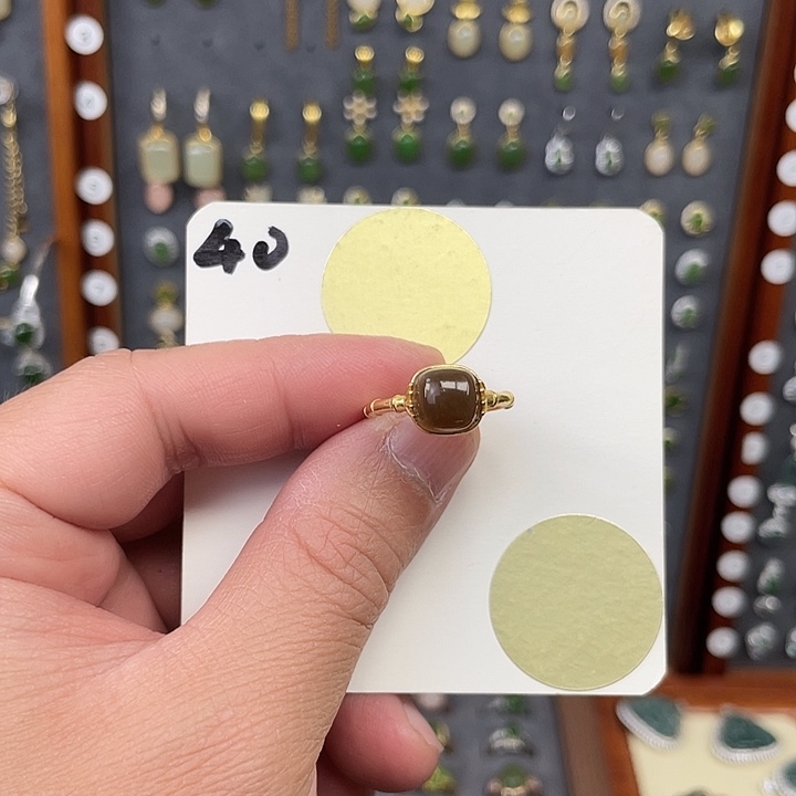 和田玉（糖玉）戒指银S925镶嵌和田玉40