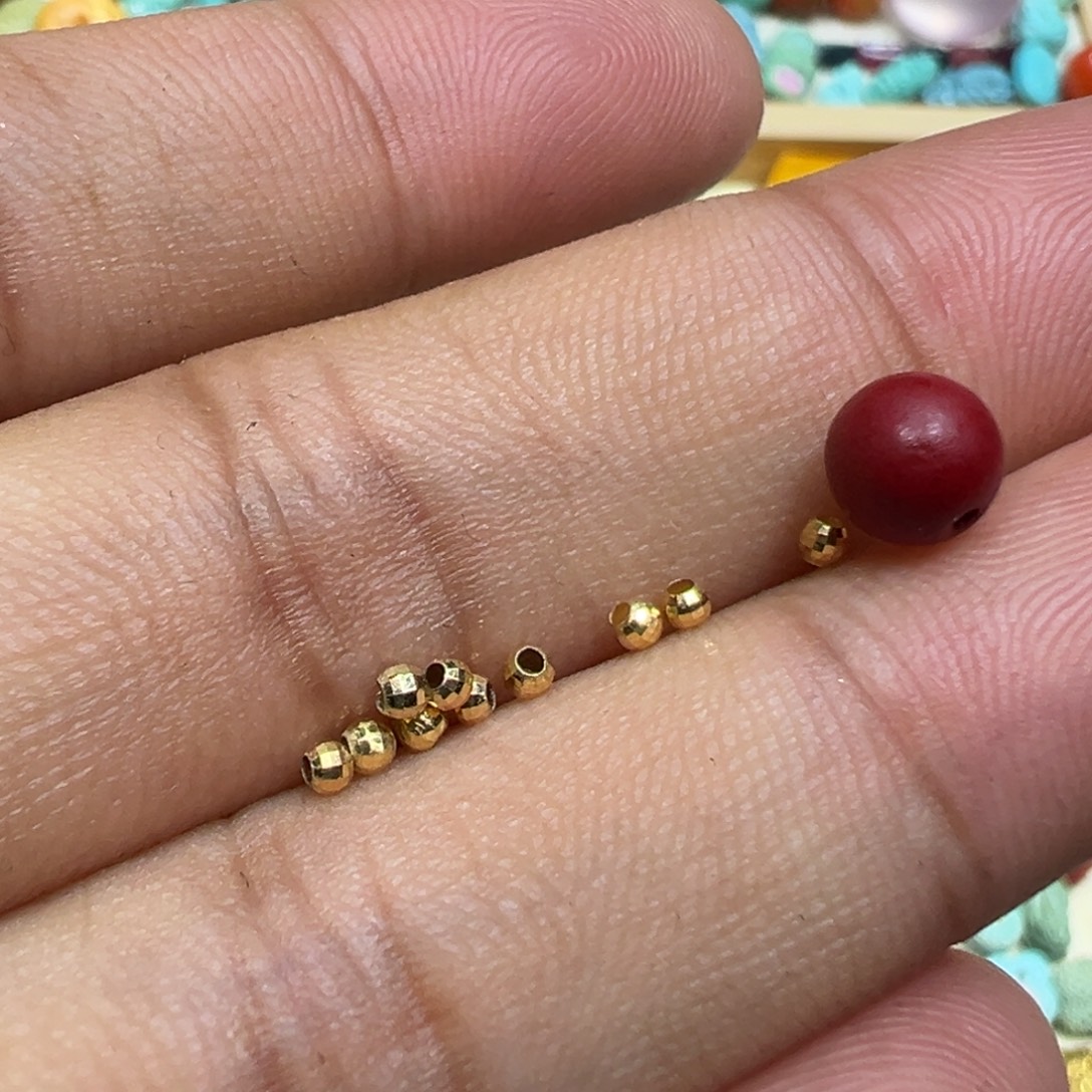 南红玛瑙18K金镶嵌颈饰2mm10颗一组