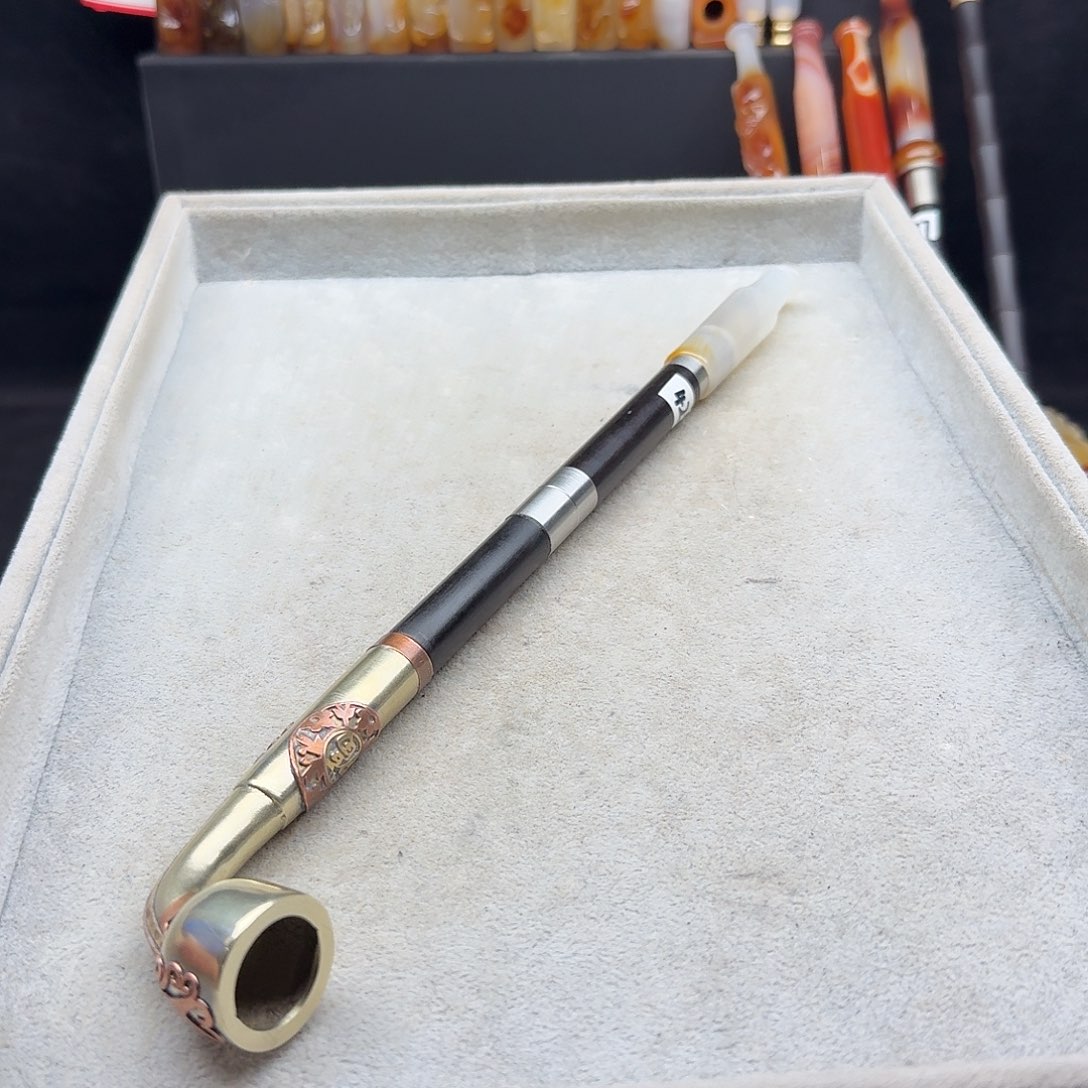 李***舟旱烟袋31厘米玛瑙嘴带过滤