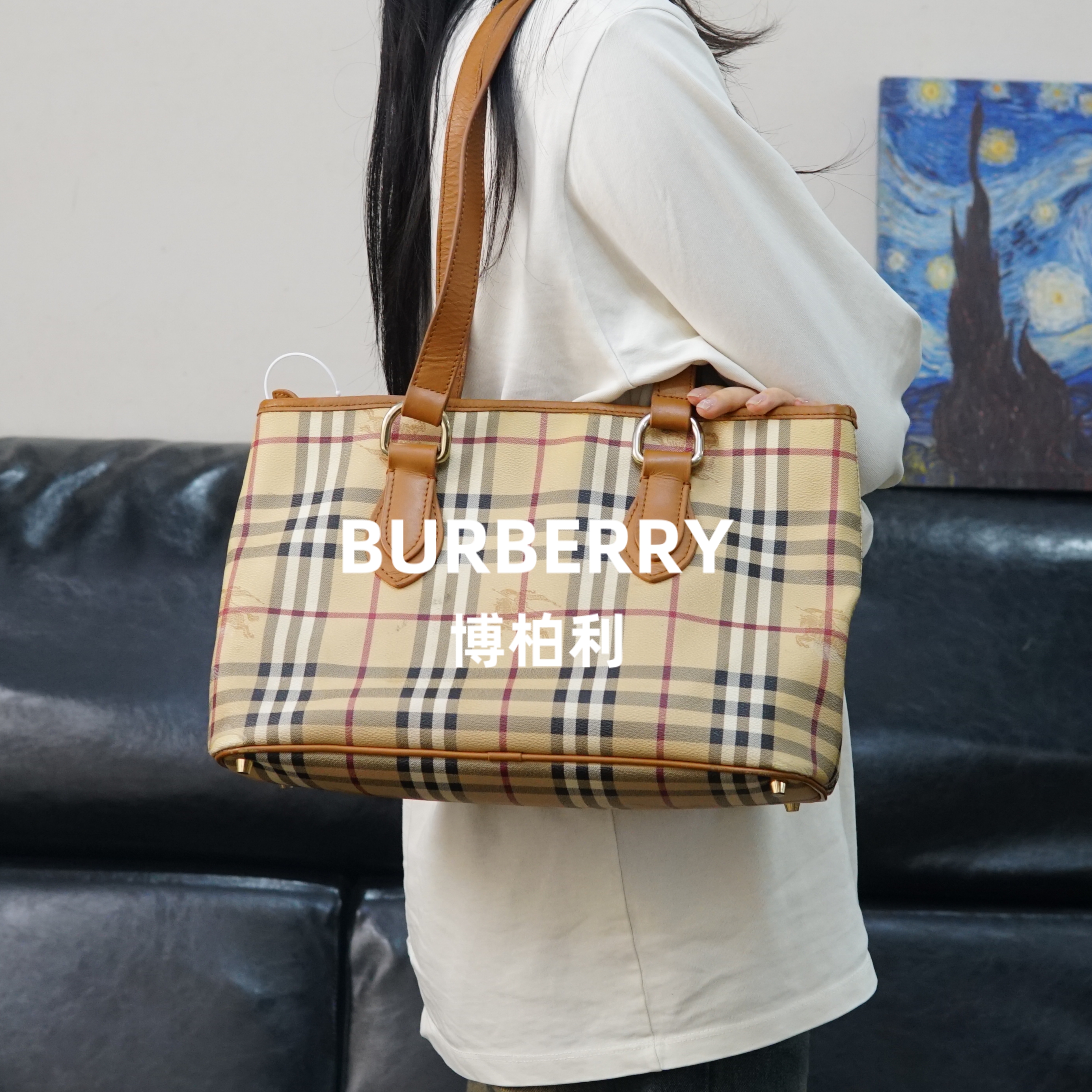 95新 BURBERRY/博柏利 巴宝莉/格纹单肩包/HD12527071/7071