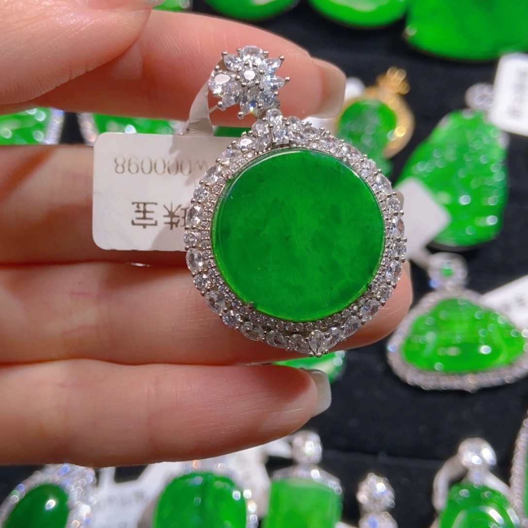 翡翠吊坠(不含链)银S925镶嵌