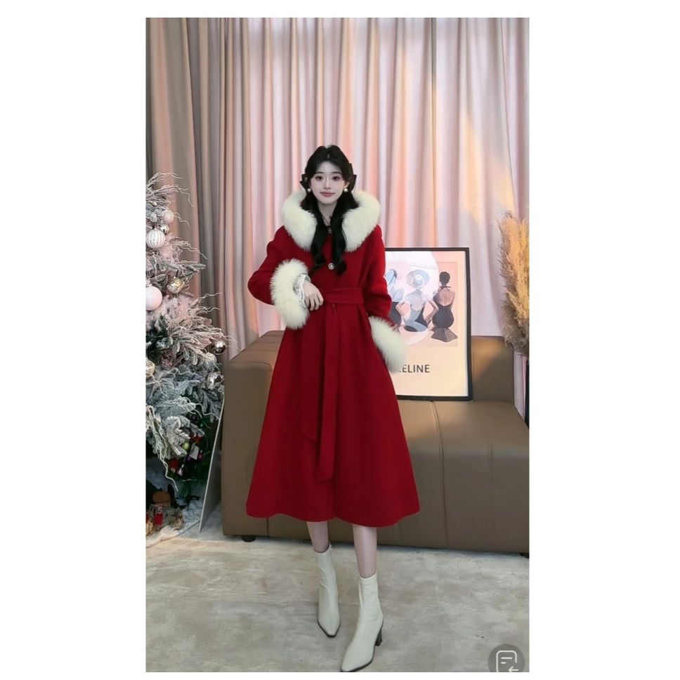 冰冰●程少商Q2DY8646时尚加厚大衣毛呢外套莫奈花园风