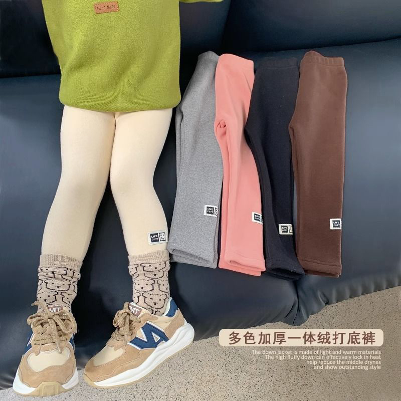女童加绒打底裤加厚秋冬装外穿洋气女宝宝百搭小女孩保暖裤子