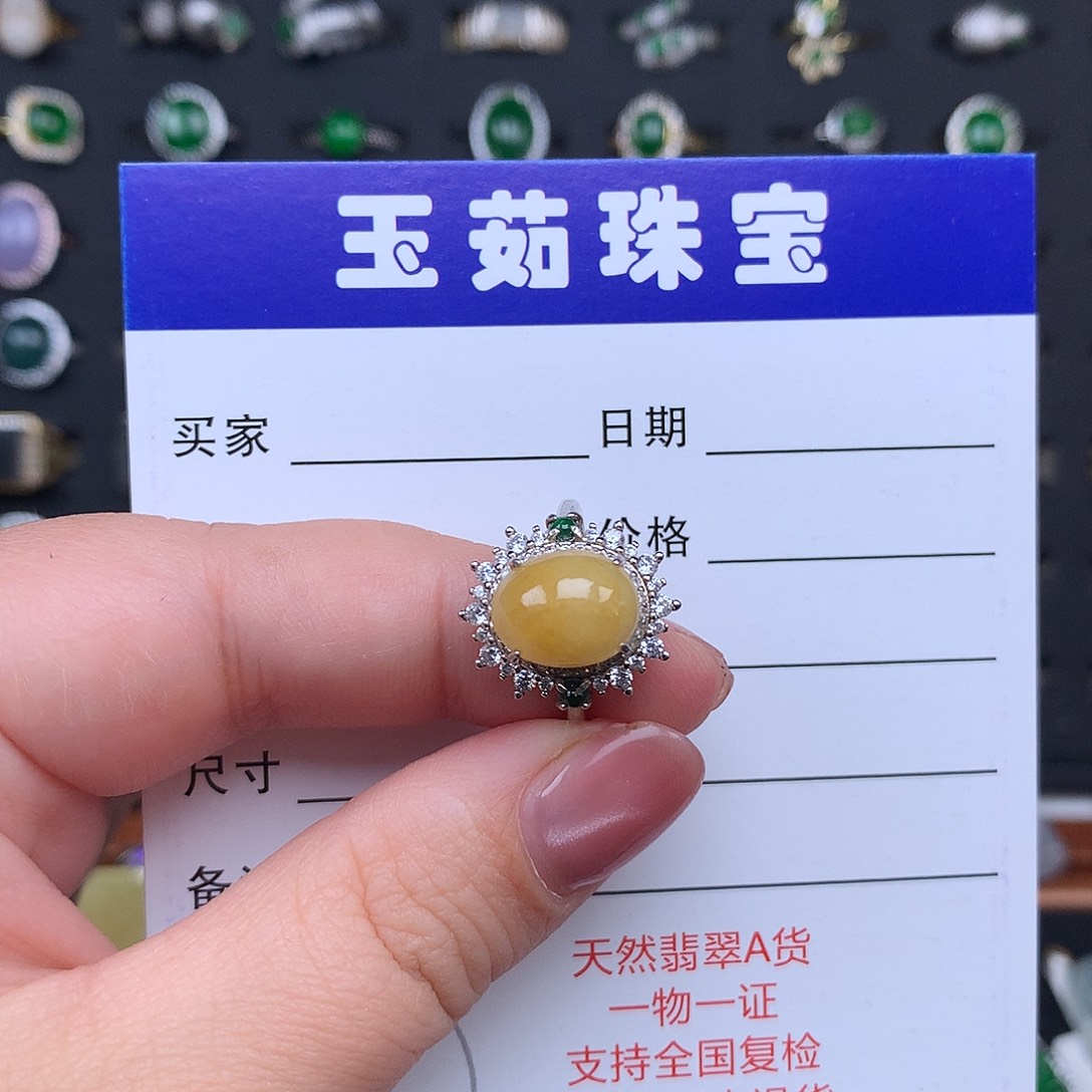 翡翠戒指银S925镶嵌戒指925