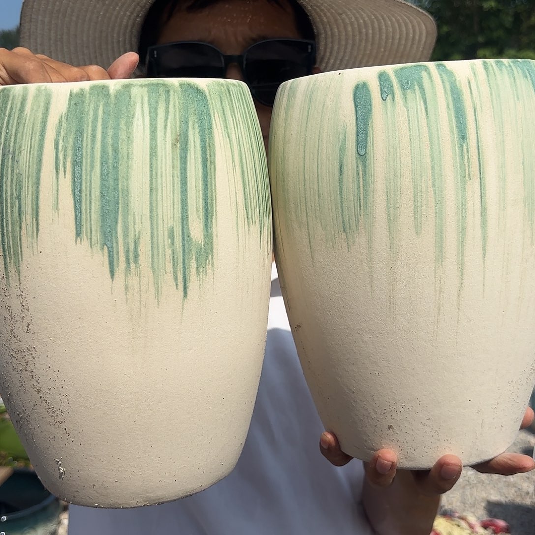 绿蛋壳两个口径16高度23