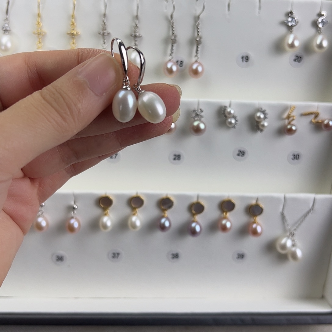 淡水珍珠耳饰银S925镶嵌