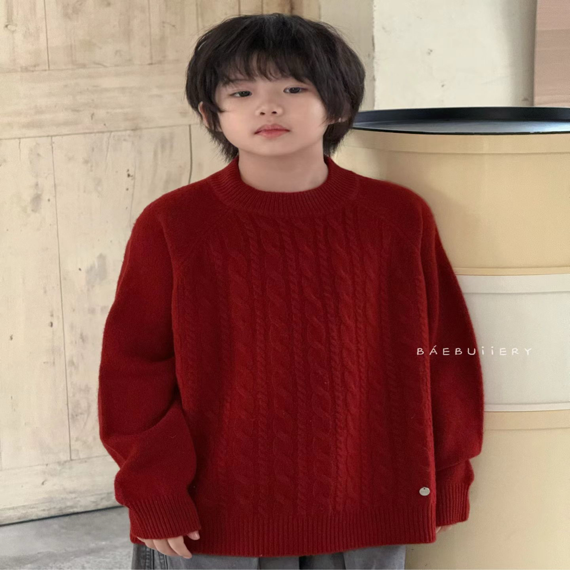 25年冬季新款男女童圆领针织毛衣