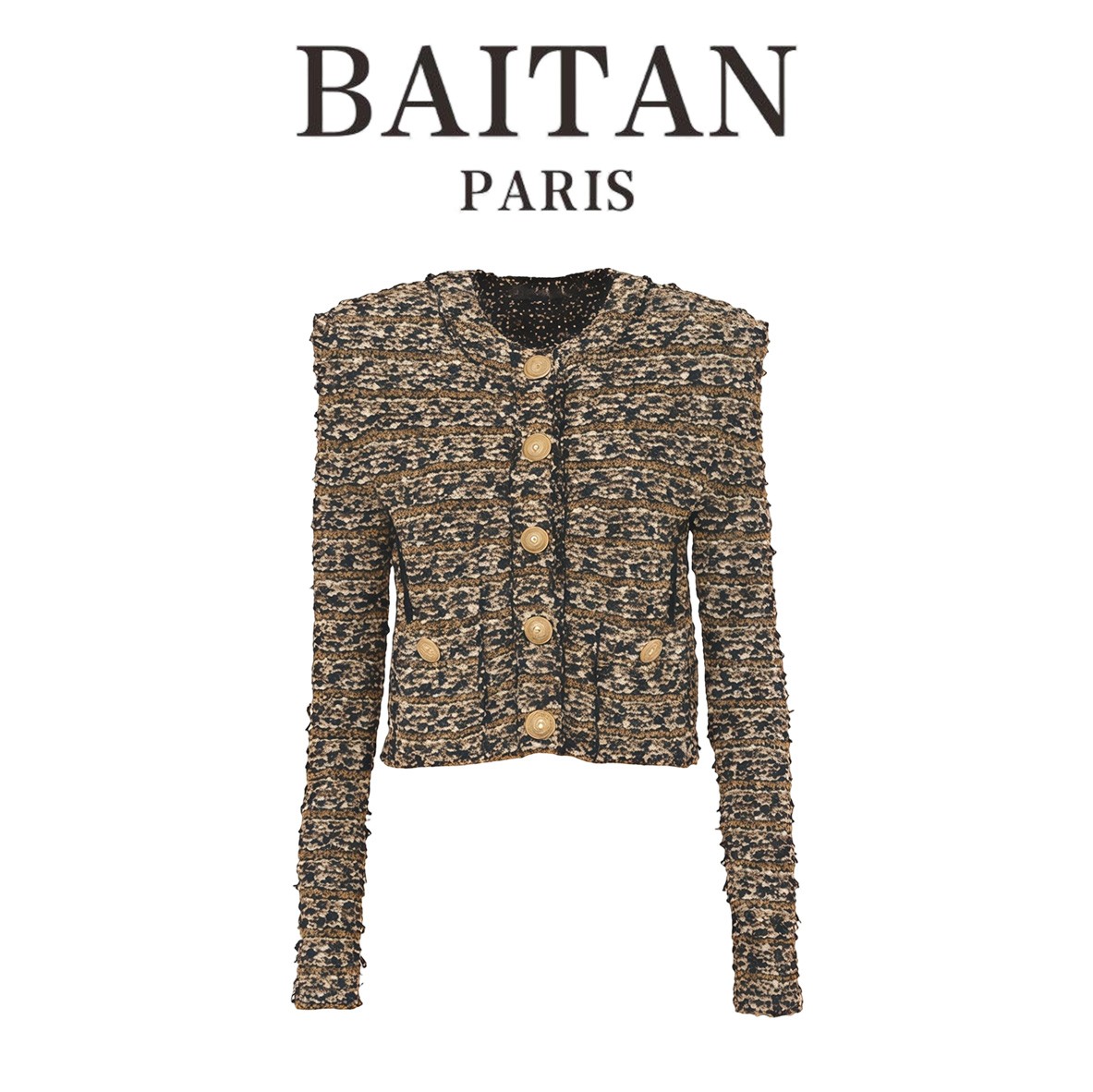 24春季新款轻奢名媛气质百搭圆领上衣小香风粗花呢短款上衣女外套