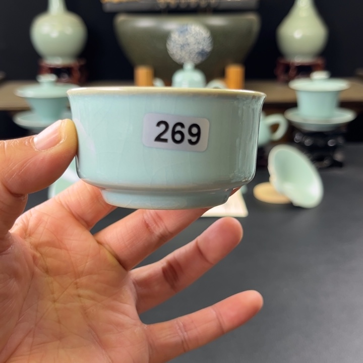 瓷片天青釉扳指杯269号
