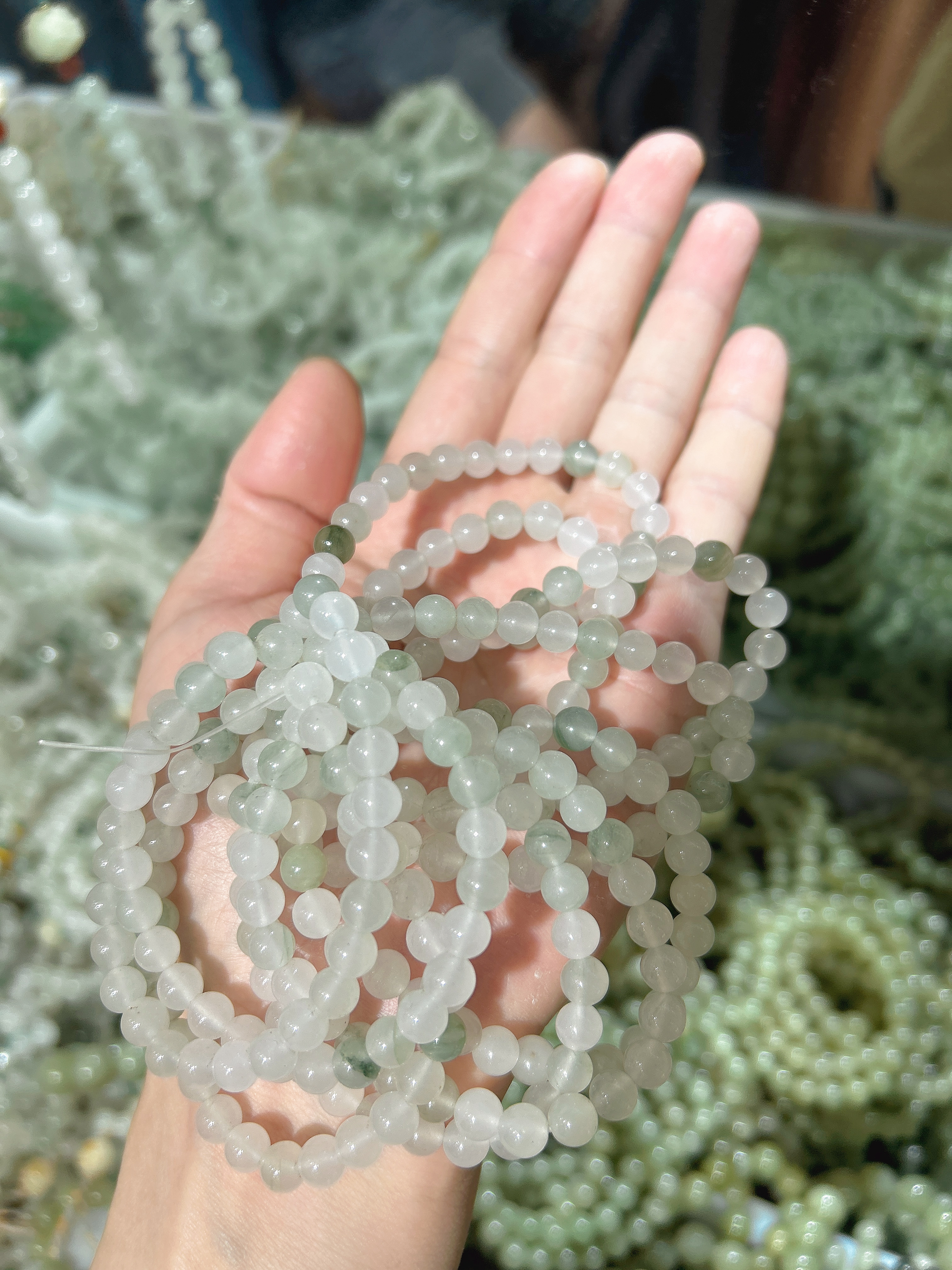 天然天山翠玉单圈手串多样性拍一发一