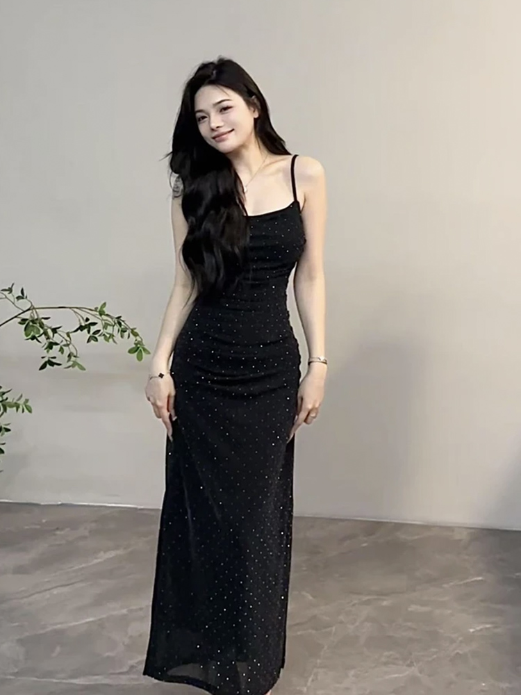 【大婷婷】烫钻吊带无袖吊带裙连衣裙时尚设计师夏季轻奢名媛