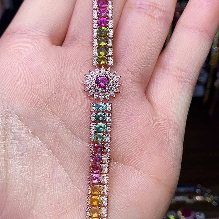 手链银S925镶嵌碧玺11111