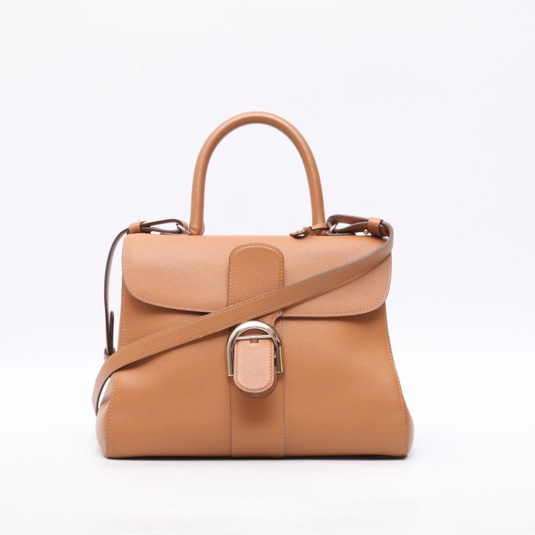 99新 Delvaux/德尔沃 小花姑姑462306Brillant MM 中号 金棕色包