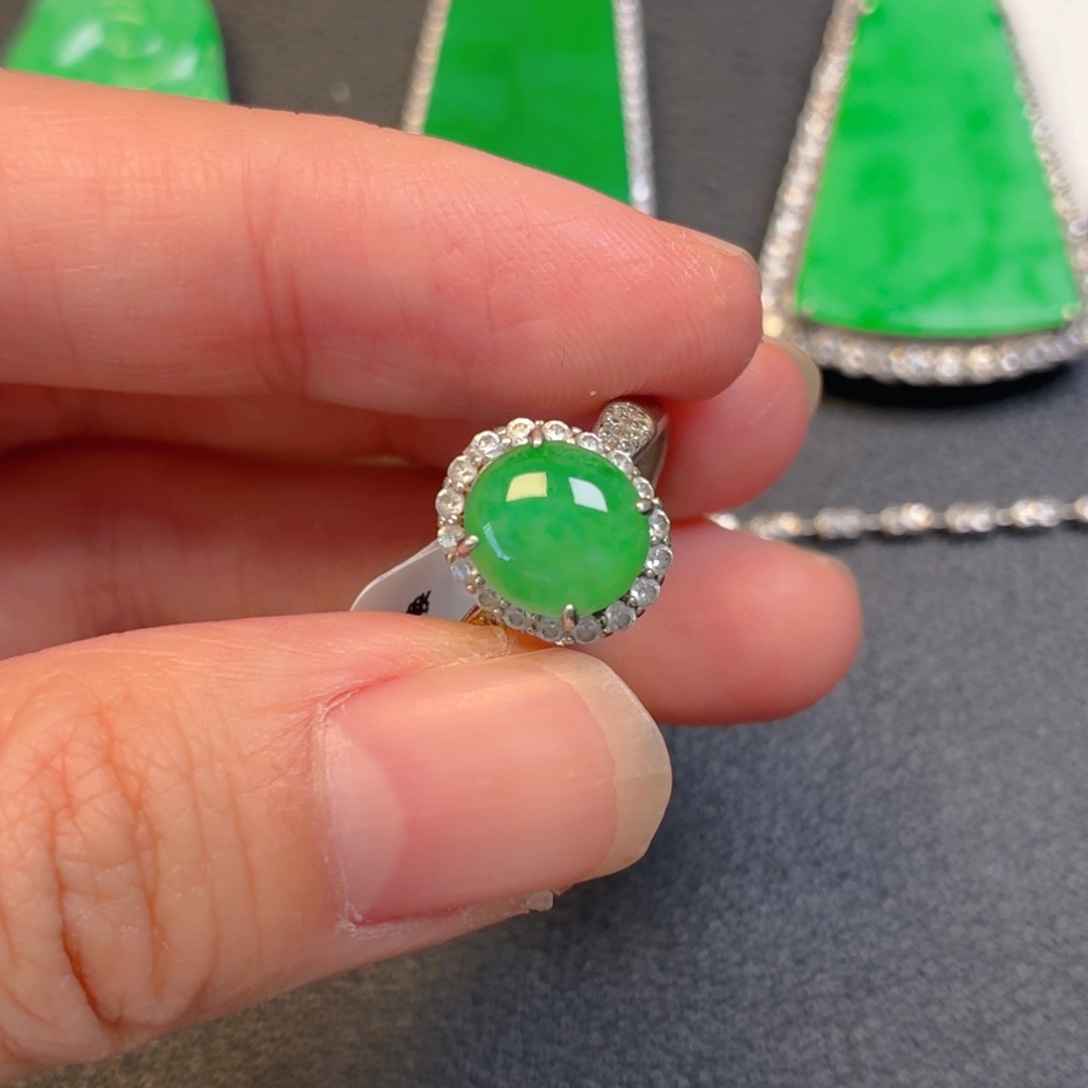 翡翠银S925镶嵌吊坠(不含链)戒指