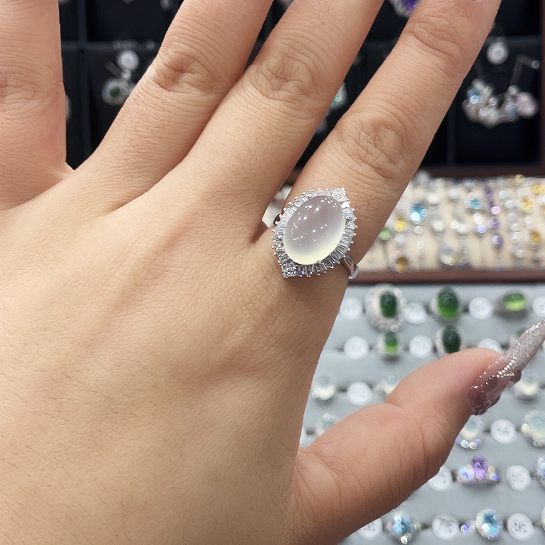 十***、蛇纹石玉银S925镶嵌戒指