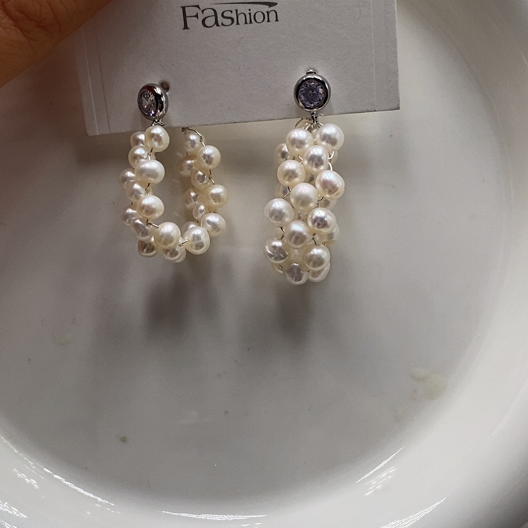 耳饰淡水珍珠银S925镶嵌