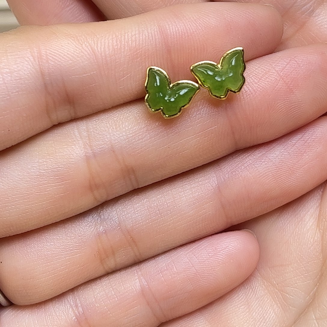 和田玉银S925镶嵌耳饰