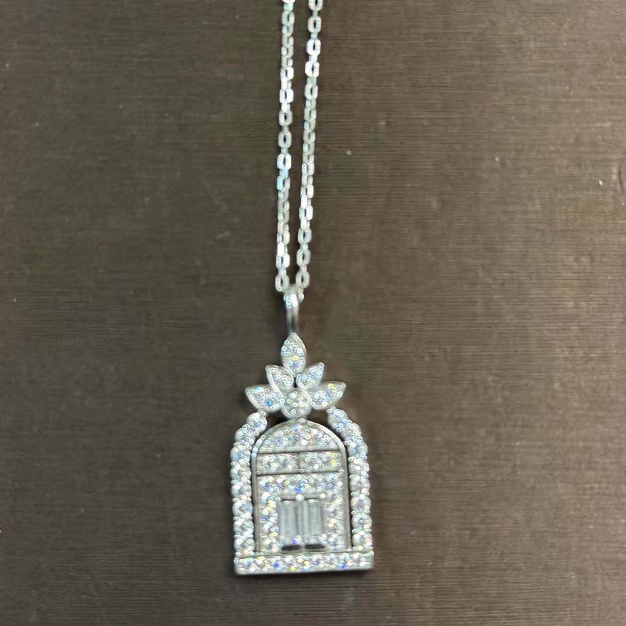 坠链均925银 幸福之门满钻项链