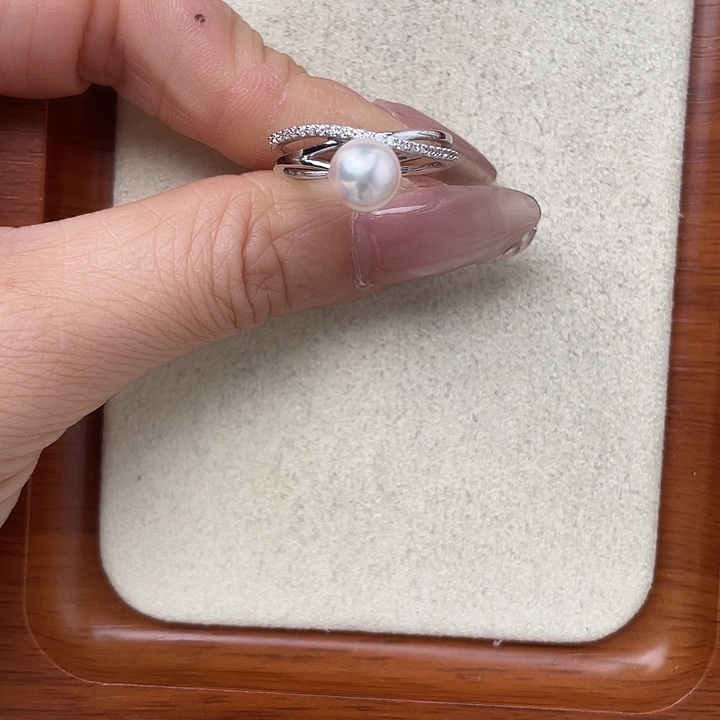 戒指海水珍珠银S925镶嵌