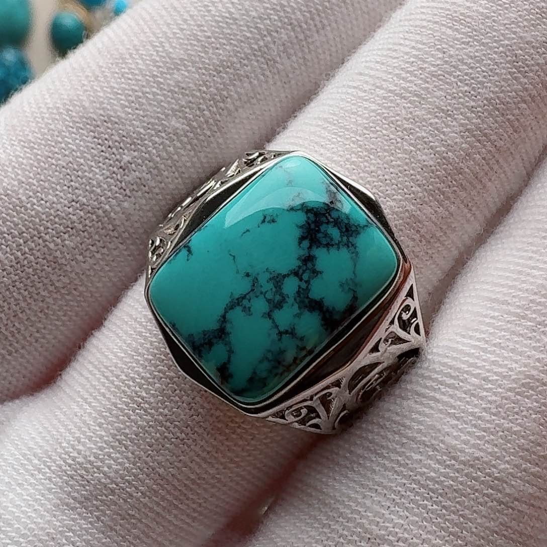 绿松石珠宝奇石银S925镶嵌