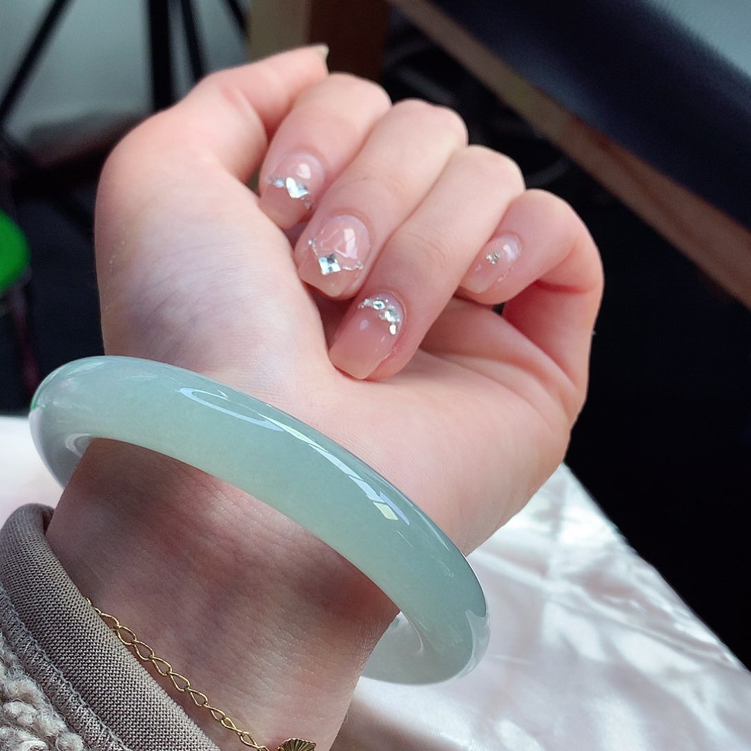 翡翠手镯未镶嵌天然翡翠55-56冰晶晴水绿胖圆