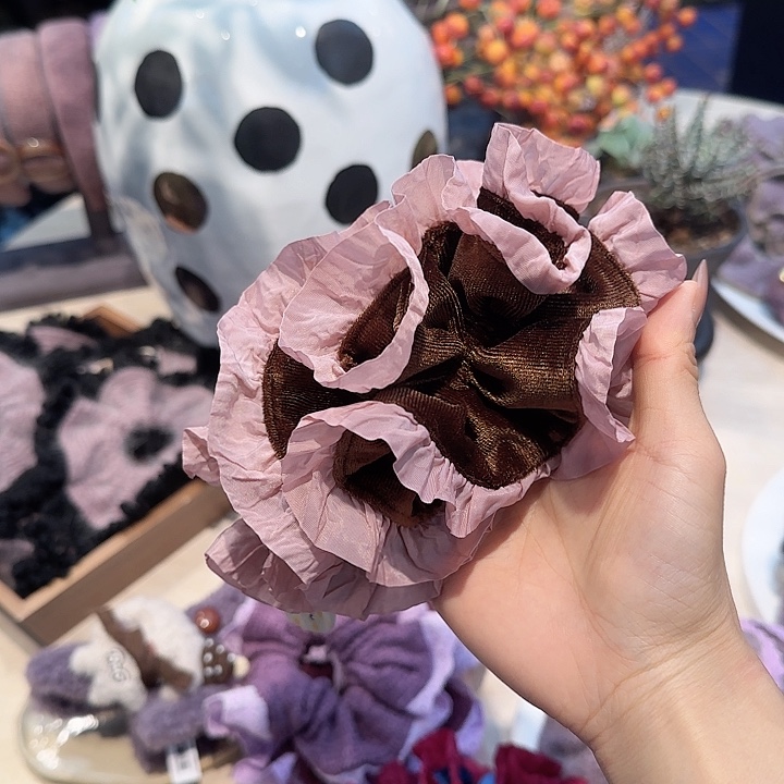 非金属布艺咖色丝绒 小蛮腰发圈