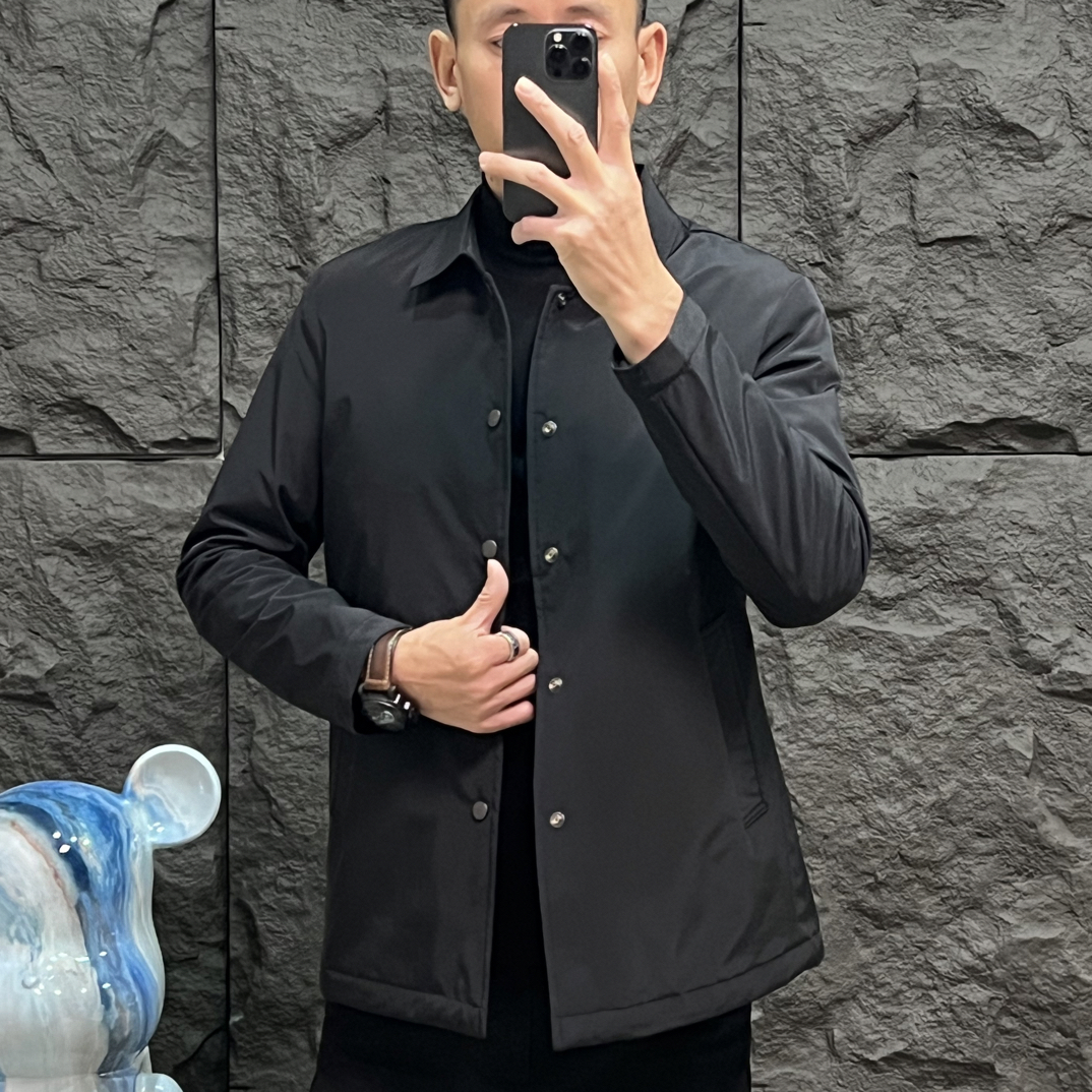 2025春季新款百搭休闲男二棉翻领简约净版商务休闲夹克外套-19-1