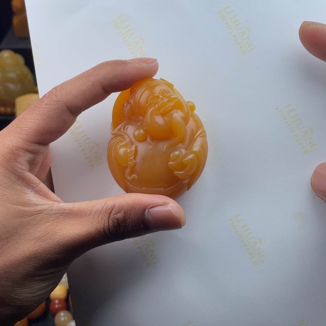 升***龙石英质玉（缅黄）未镶嵌吊坠(赠链)