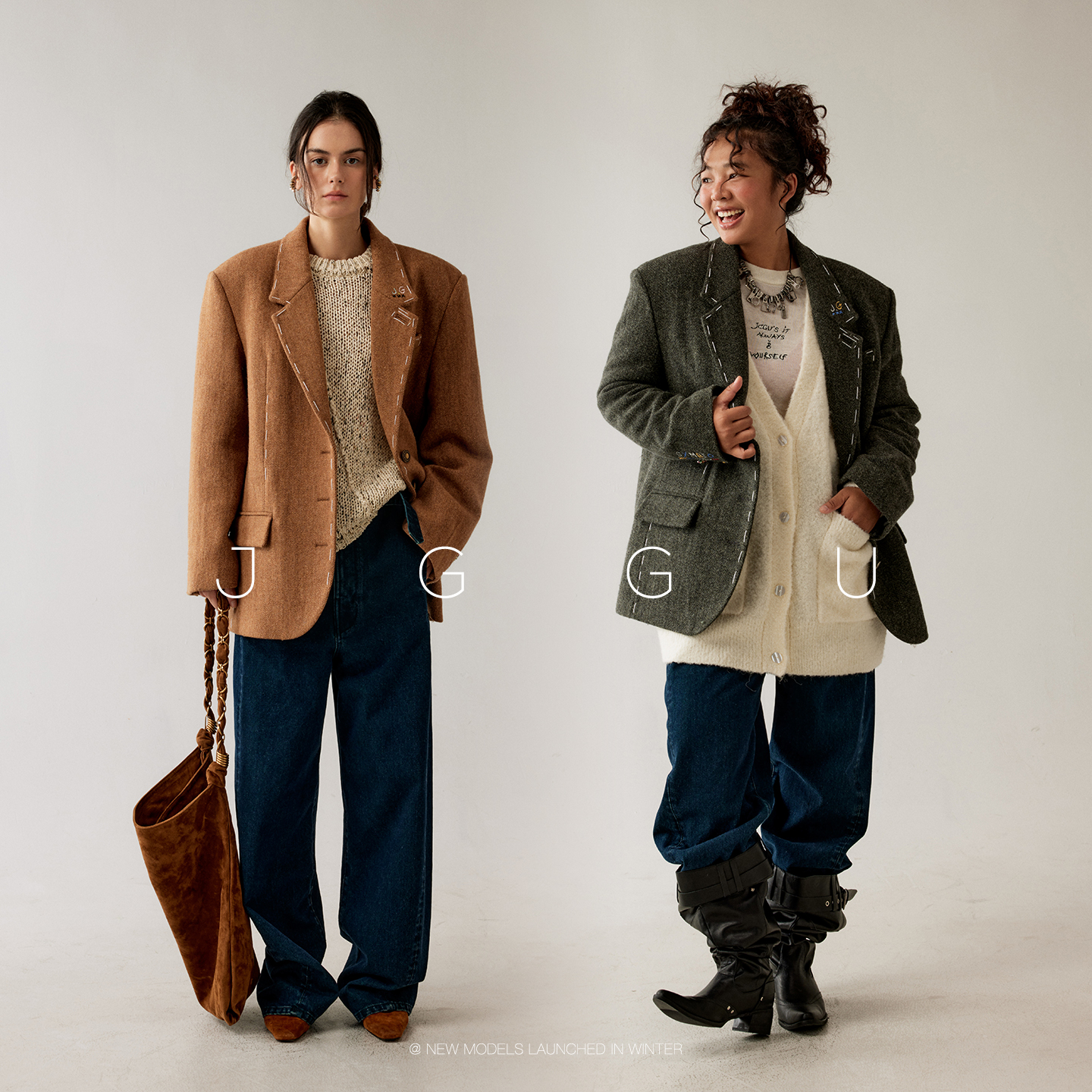 JGGU晶咕黑标【VTG美学】100%羊毛花式呢手工缝线西装JG11250250