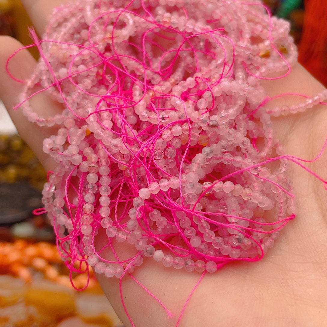 玛瑙/玉髓珠宝半成品未镶嵌粉水晶2条卡2.5