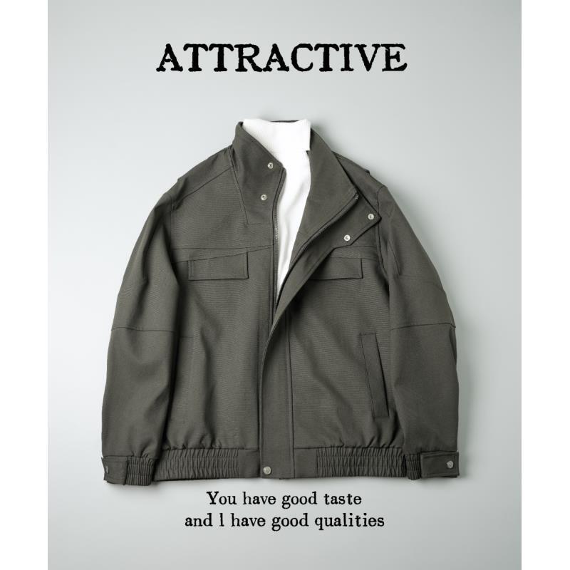 【虎牙兄弟秋季免烫防风活力风立领拉链夹克水洗外套休闲宽松C3598