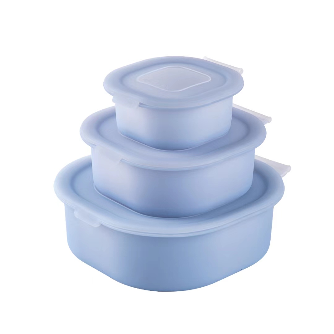 【直播】150ml400ml800ml 透蓝色 硅胶连盖正方形保鲜盒