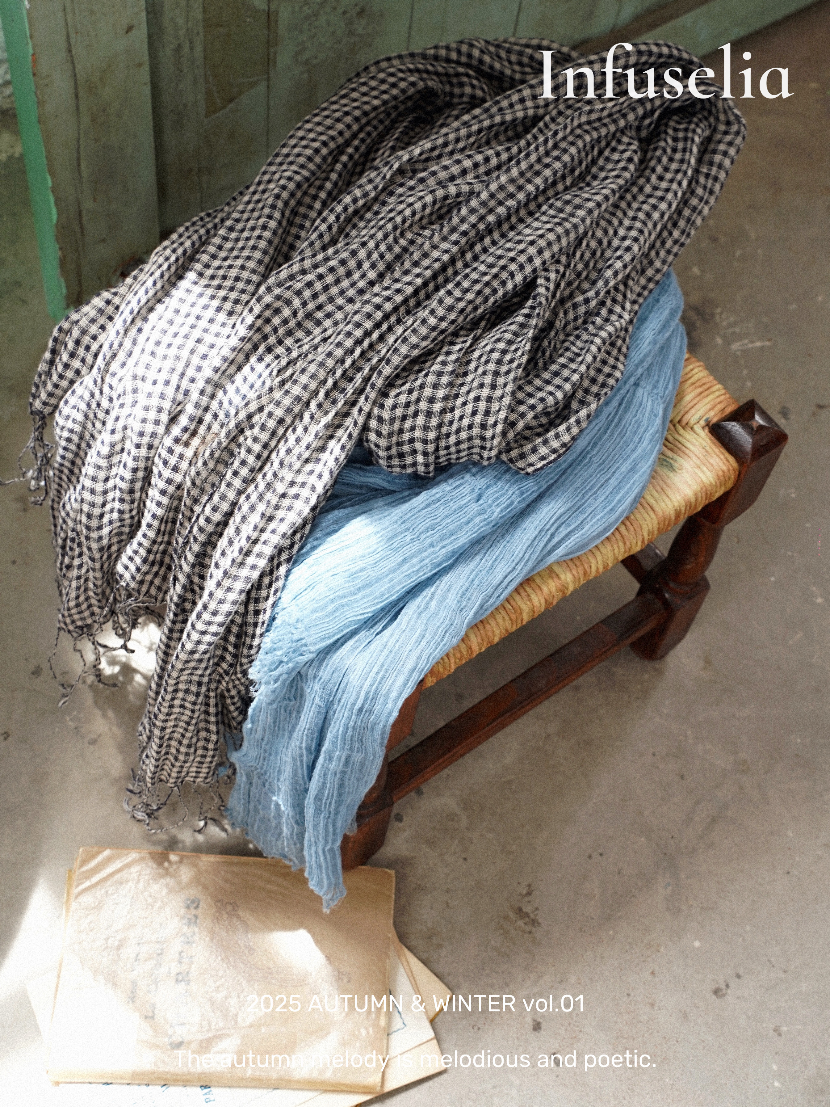 Infuselia弥椿 「晚秋」推荐 秋冬浪漫文艺褶皱氛围感叠搭围巾