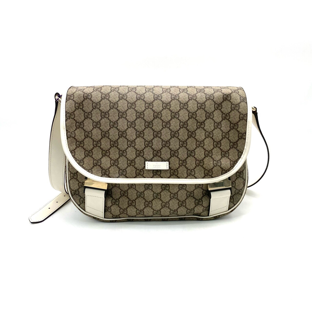 95新 GUCCI/古驰 98新经典老花双扣邮差包 尺寸32/23