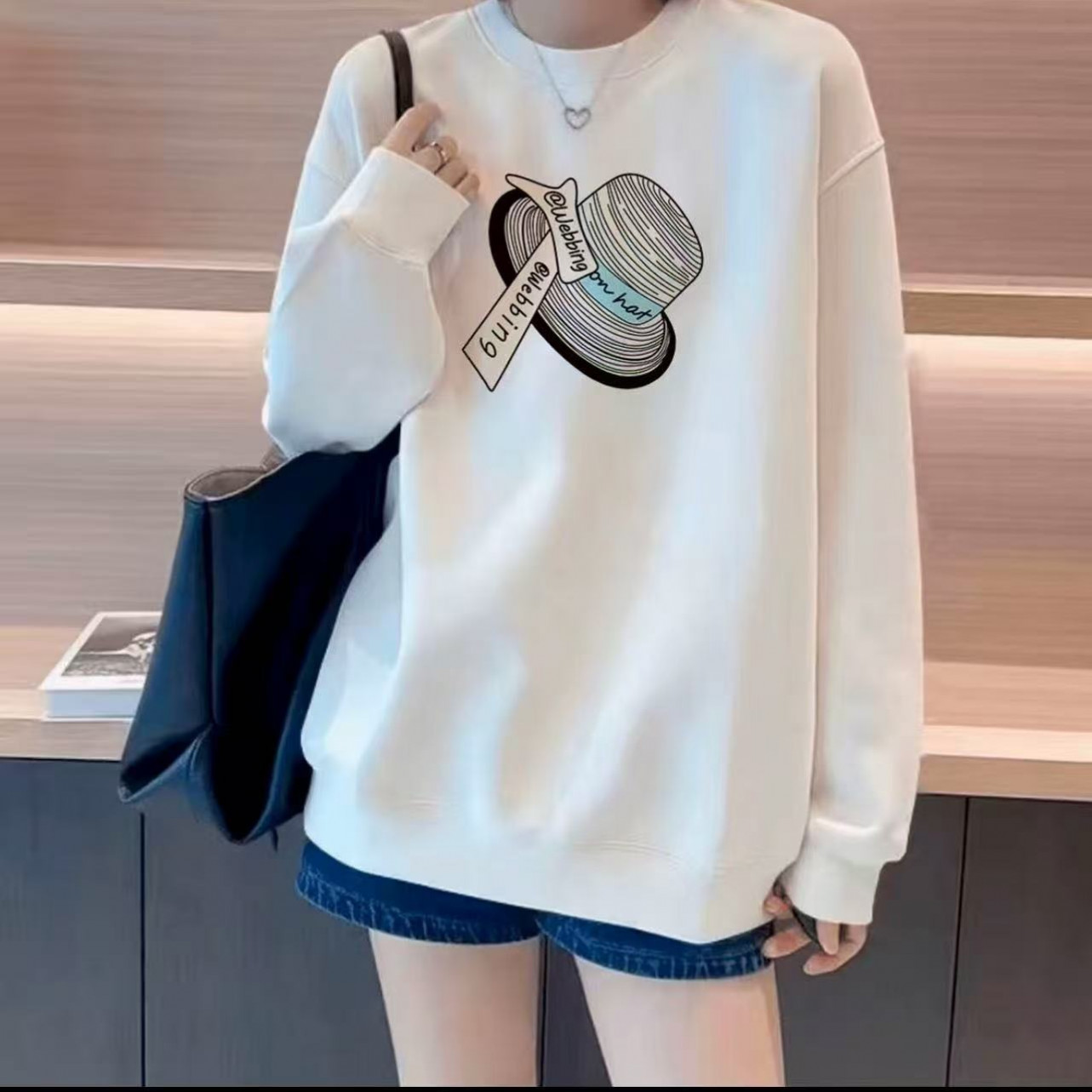 秋冬新款圆领卫衣休闲时尚百搭男女长袖印花卫衣 帽帽