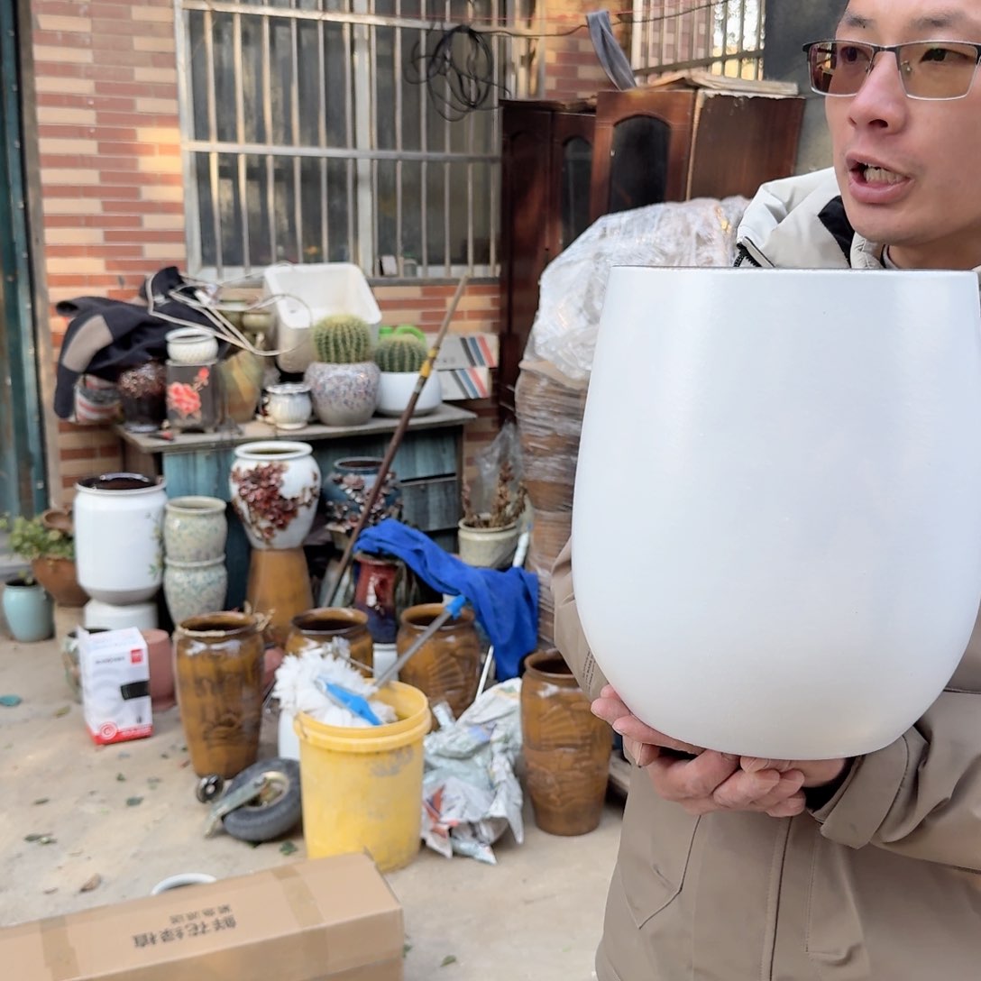 紫砂花盆口21高28.5（一个蛋壳白色胡