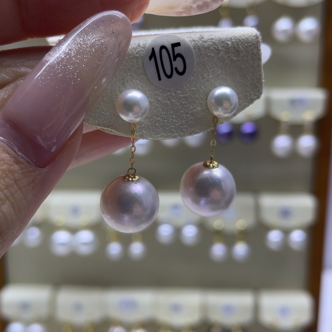 淡水珍珠耳饰18K金镶嵌