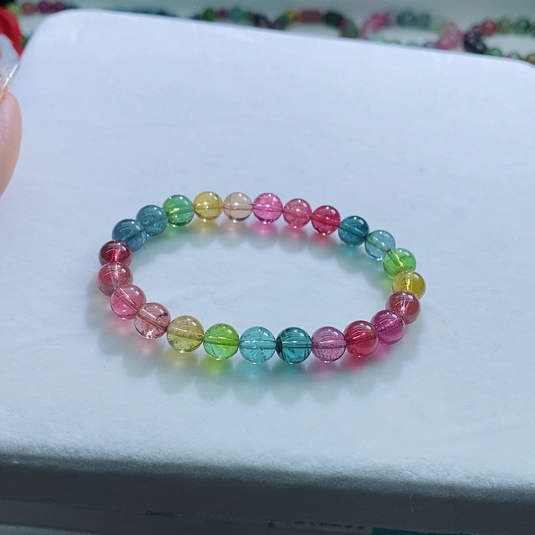 碧玺手链未镶嵌7.6mm左右