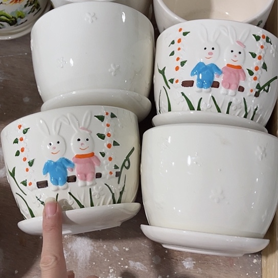 多肉绿植陶瓷花盆9.9包邮，有孔