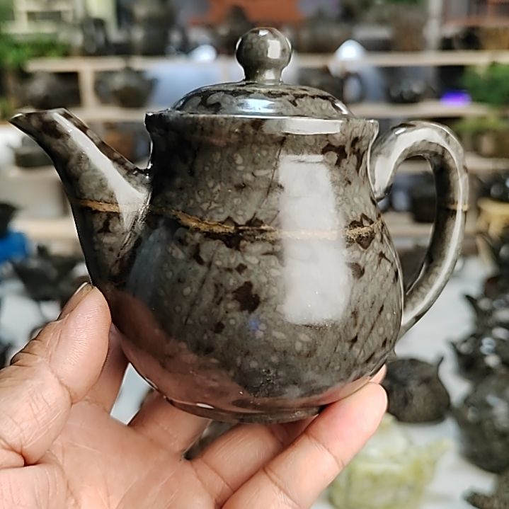 情***去虎皮金纹米粒玉养生壶