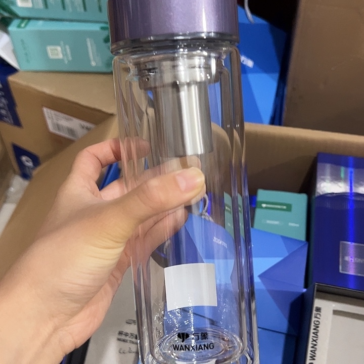 万象v149s紫色玻璃杯双层玻璃杯490➕杯套